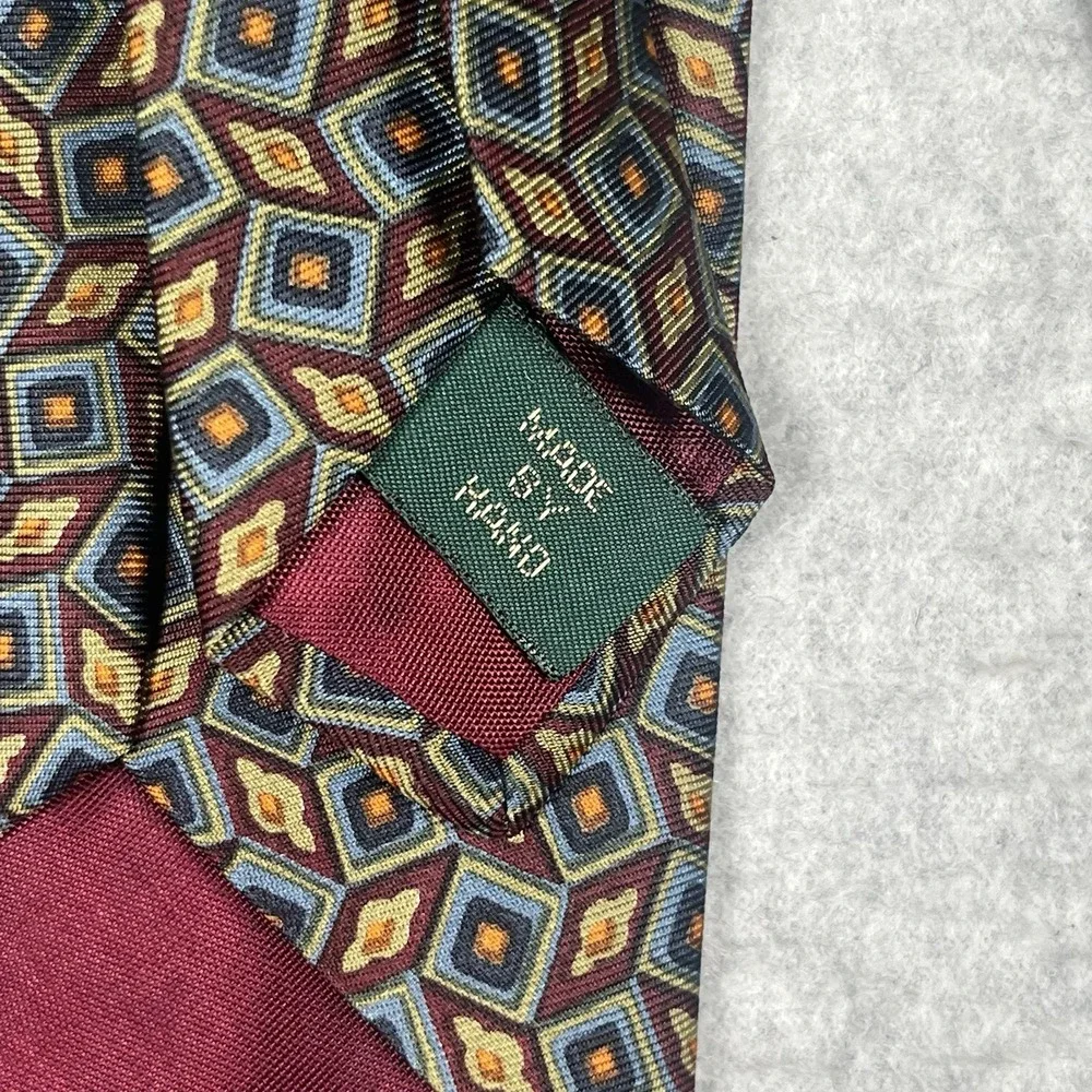J. CREW Hand Made USA 100% Silk Dress Tie‎ Men's Geometric Multicolor